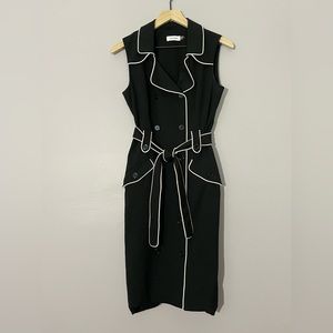 Calvin Klein Black/White Sleeveless Trench Dress - Size 6
